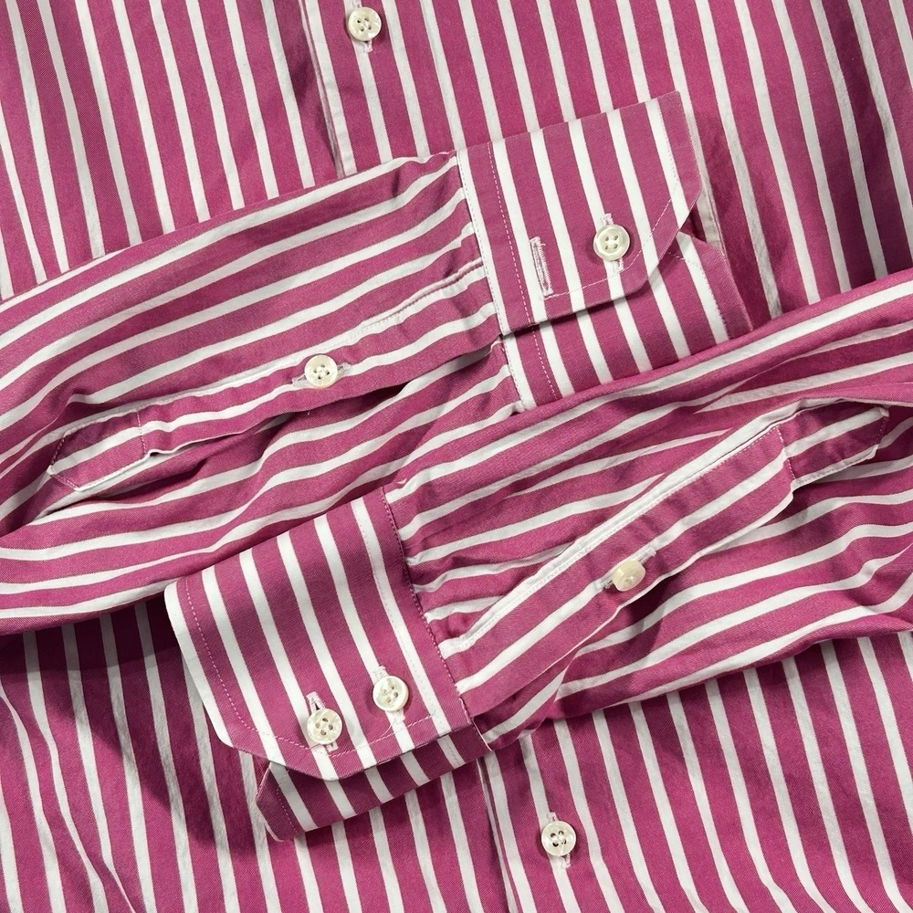 Franceschini Roma Pink White Stripe Dress Shirt 15.5‎ Made in Italy Cotton - Picture 9 of 9